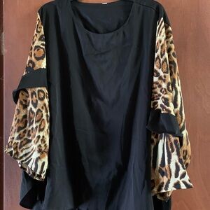 Black and Leopard Print Women's Top